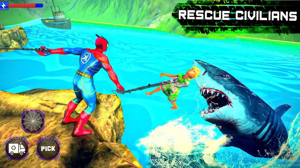 绳索飞行超级蜘蛛游戏官方版安卓版（Flying Superhero Rescue Battle）图3